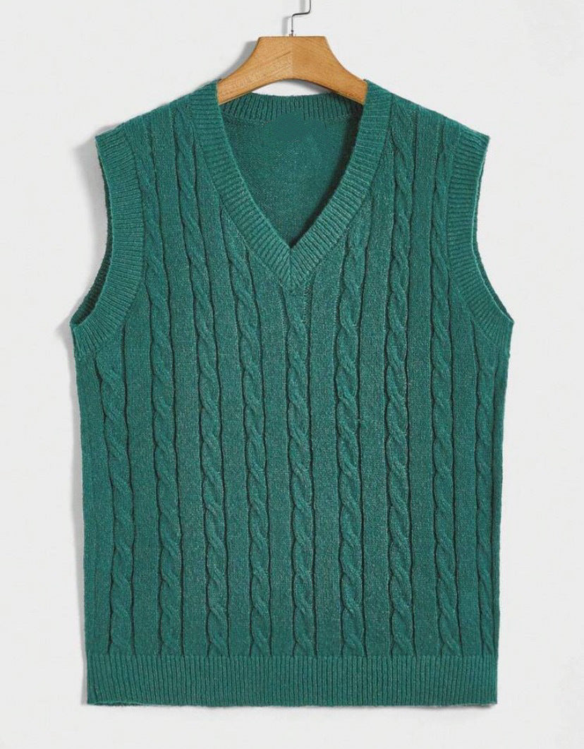 Damen Strickweste mit V-Ausschnitt und Zopfmuster Amawinc