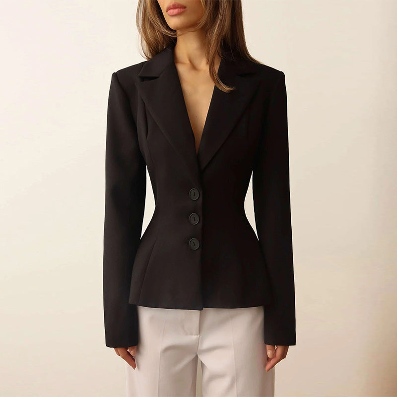 Damen taillierter Blazer mit elegantem Revers Amawinc