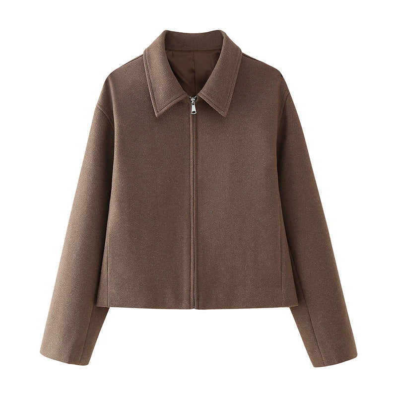 Damen Kurzjacke mit modernem Kragen und praktischen Reißverschluss Amawinc