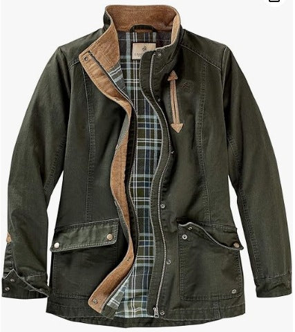 Damen lässige Utility-Jacke mit Karo-Innenfutter Amawinc