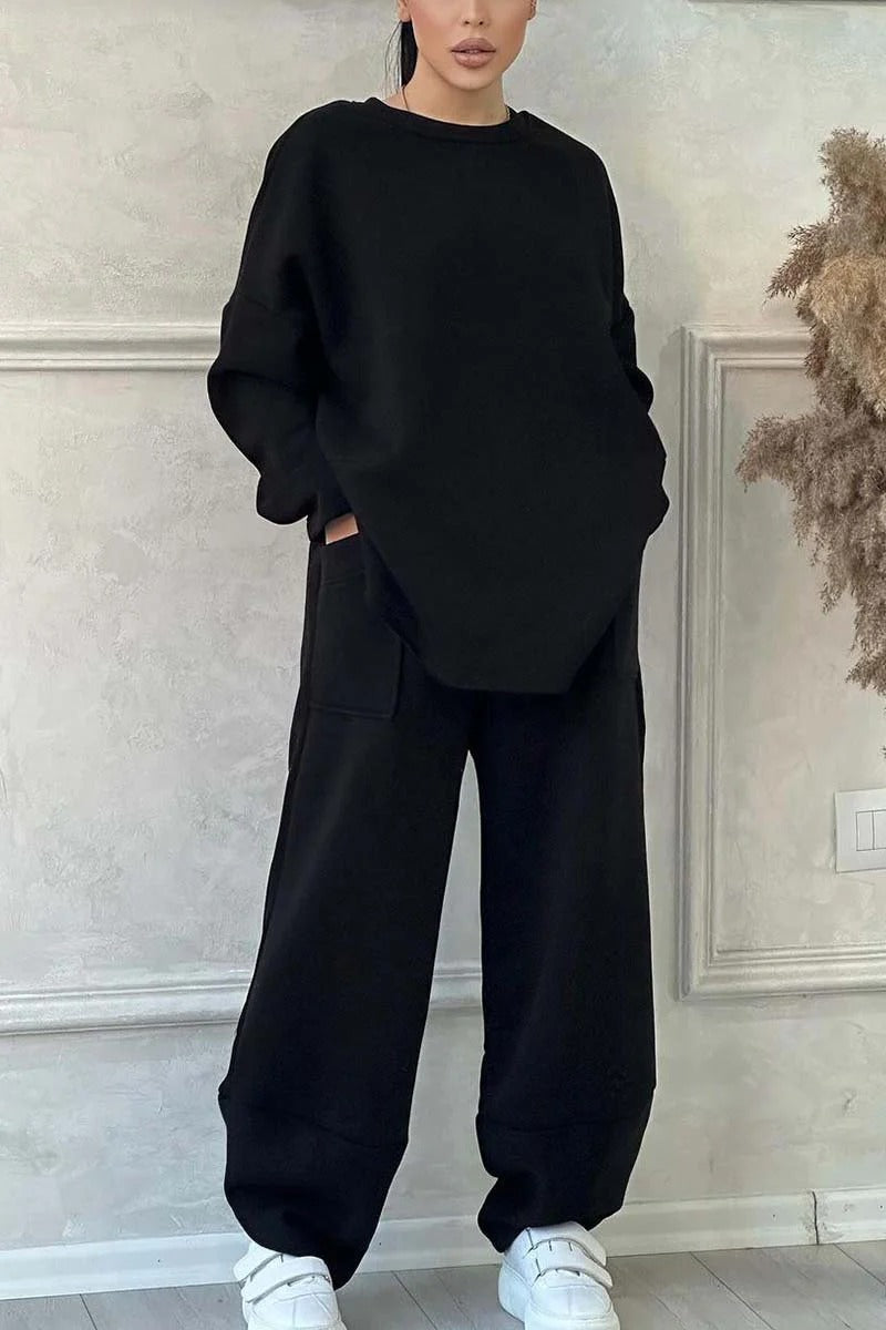 Damen Cozy Oversized Sweat-Set mit geräumigen Taschen und angenehmem Schnitt Amawinc