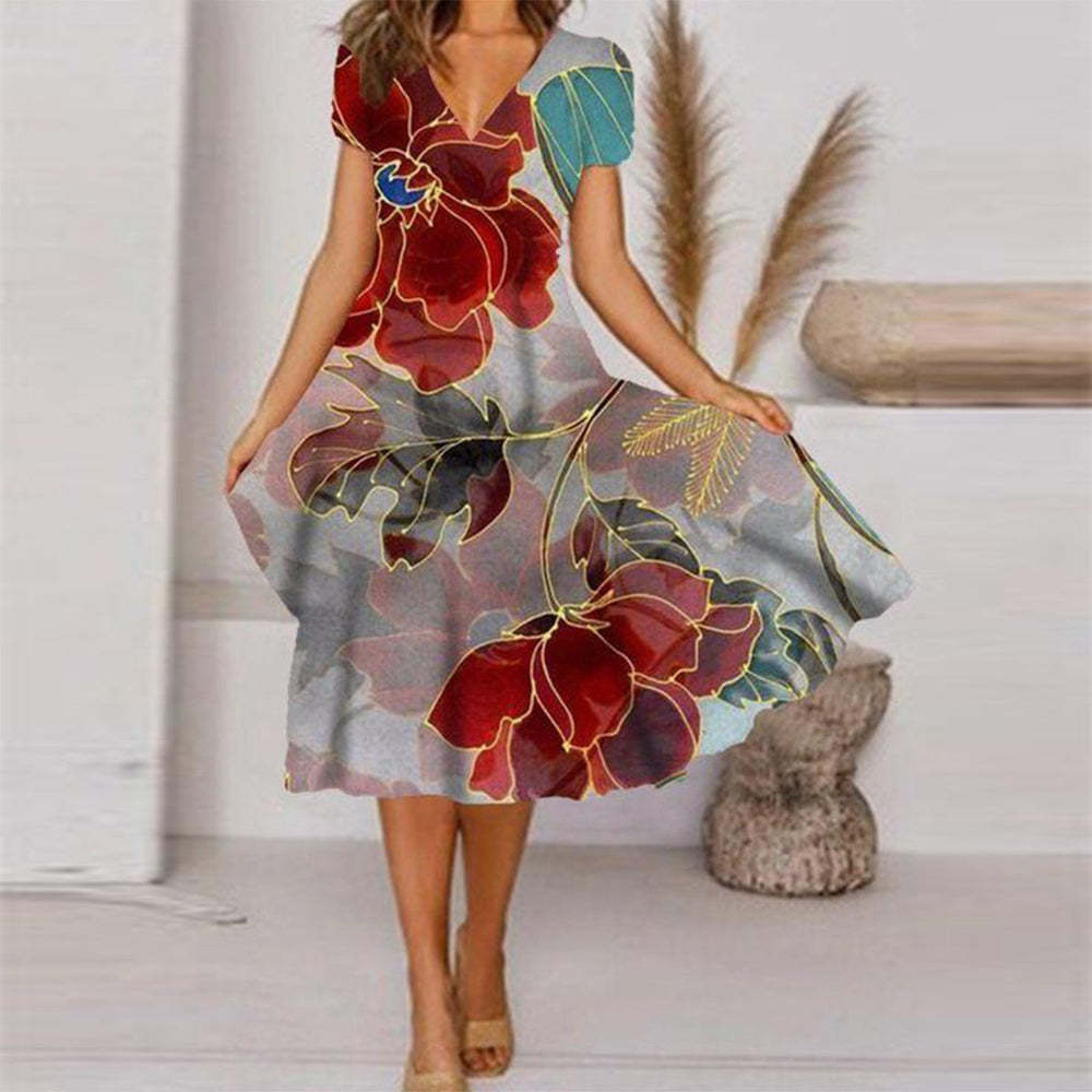 Stylisches, lässiges V-Ausschnitt-Kleid von Fudus im Streetstyle