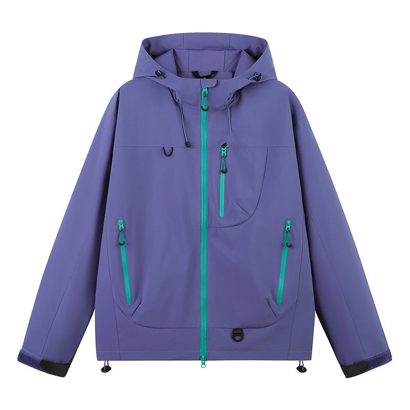 Damen wasserabweisende Outdoor-Jacke mit verstellbarem Kapuzenkragen Amawinc