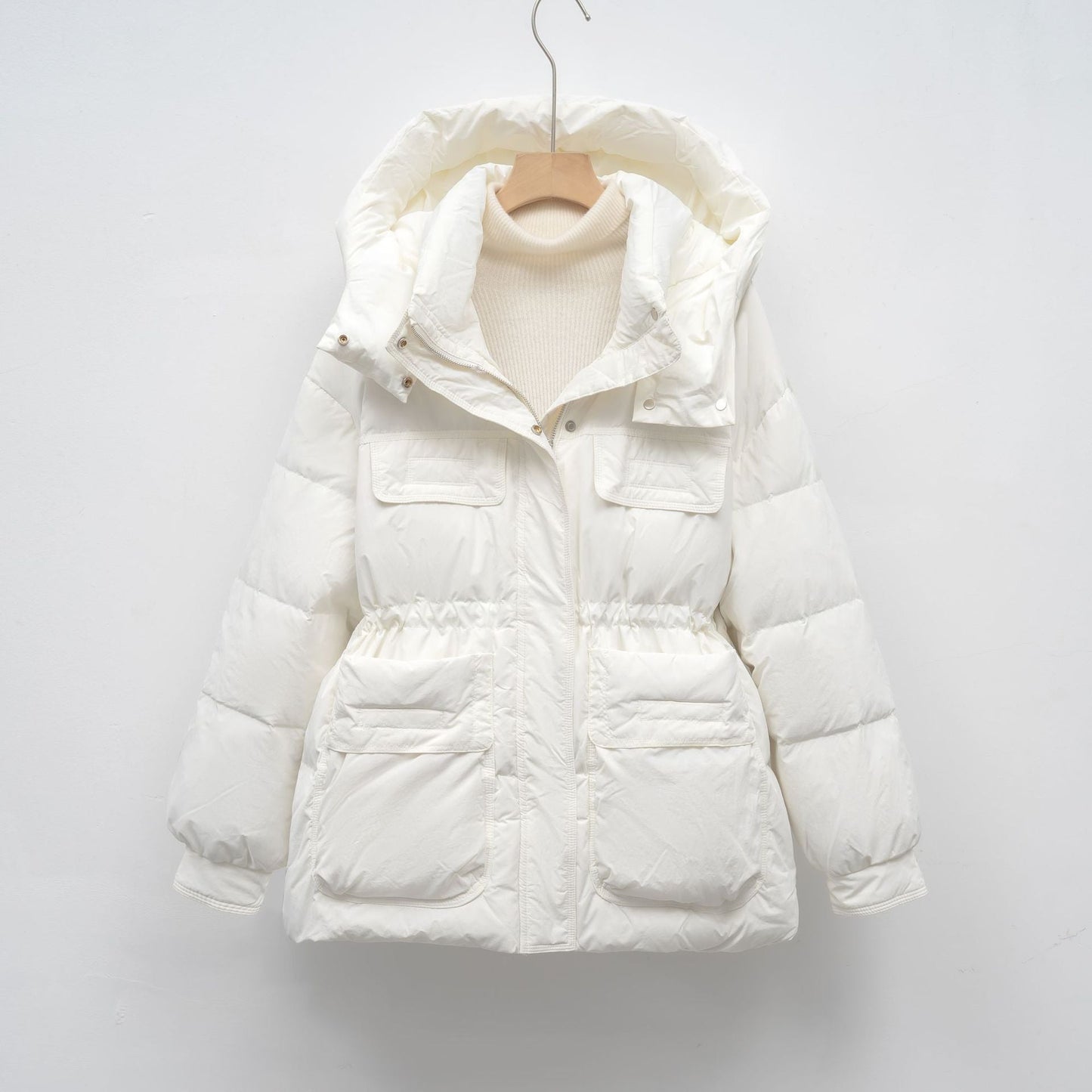 Damen gesteppte Winterjacke mit voluminösem Schnitt und praktischen Taschen Amawinc