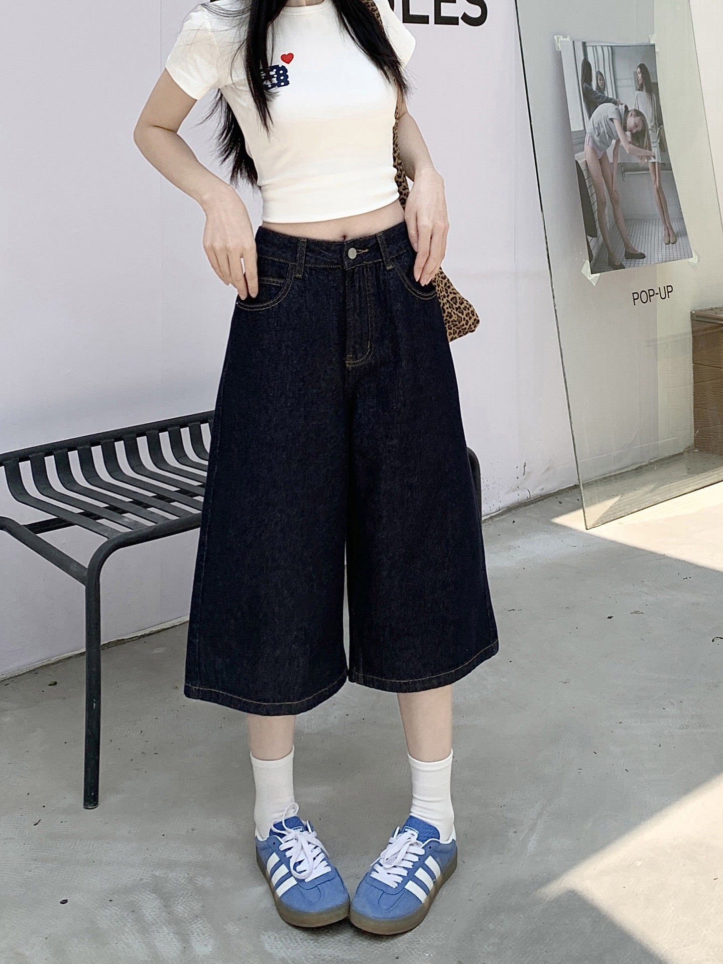 Damen Weite Denim-Culotte mit modischem Schnitt Amawinc