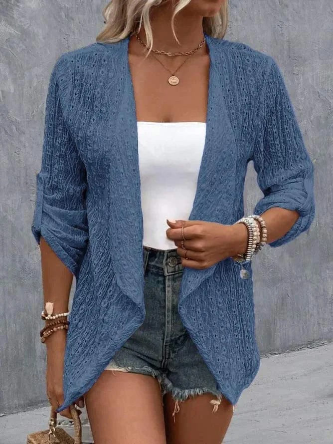 Cardigan Femme Crochet Ouvert Décontracté Style Bohème Pour Superposition Quotidienne Chic