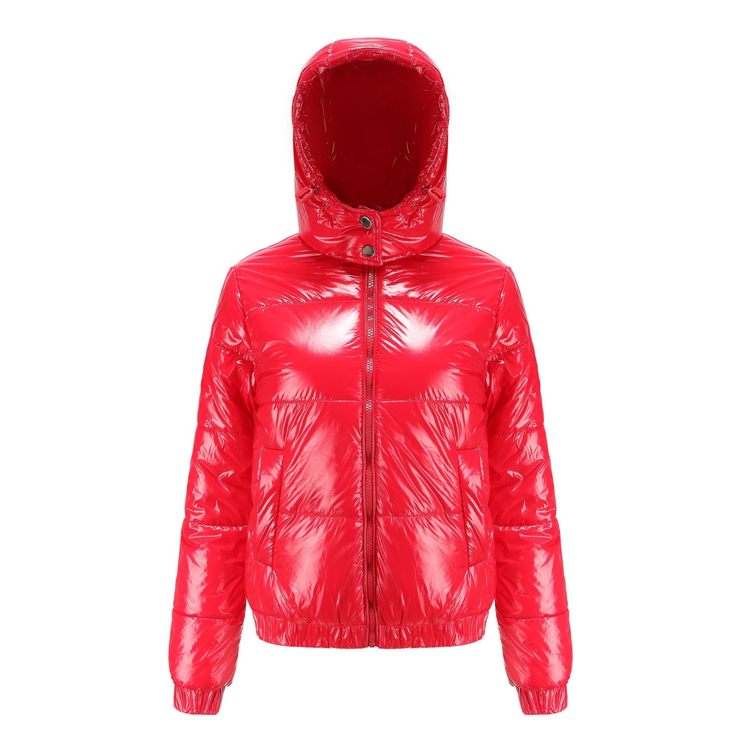 Damen glänzende Winterjacke mit Kapuze – Wasserabweisend & Wärmeisoliert – Amawinc