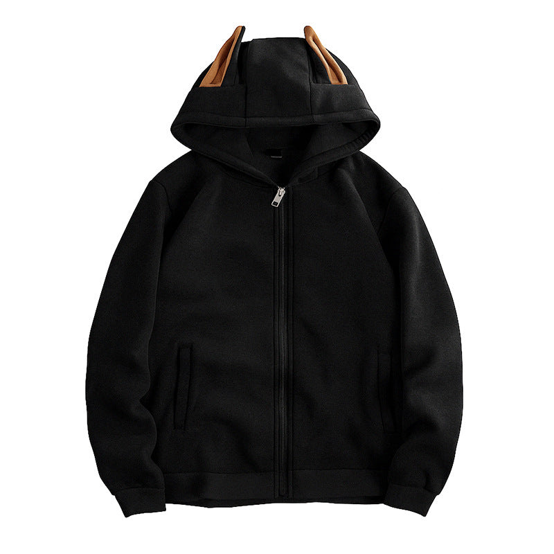 Damen Kapuzenjacke mit kreativen Ohren-Details und praktischem Reißverschluss Amawinc