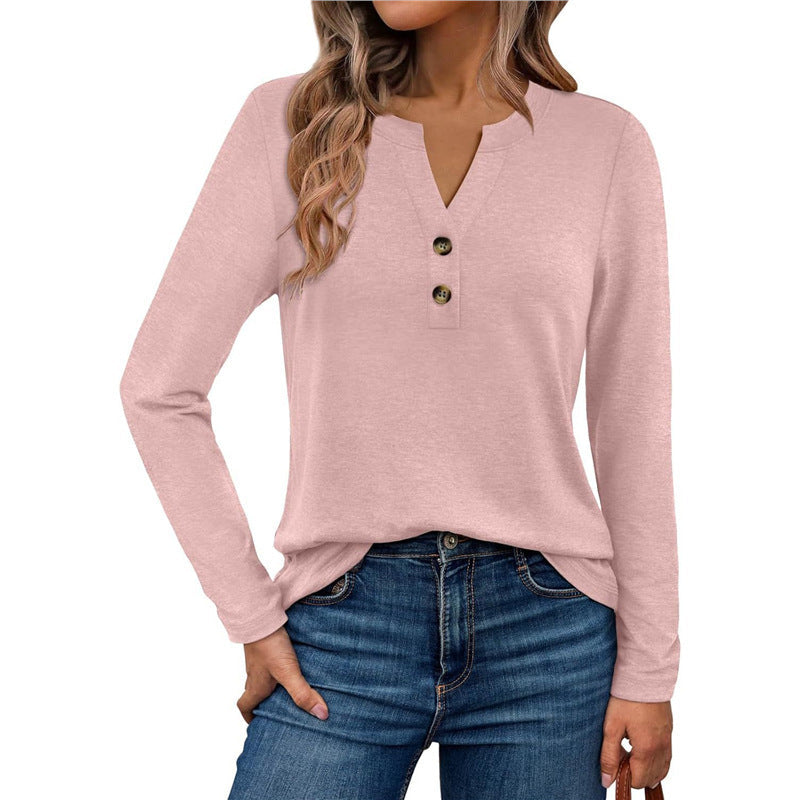 Damen Langarmshirt mit Knopfdetails Amawinc