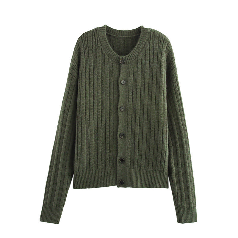 Damen Strickjacke mit feinem Rippmuster und praktischen Knöpfen Amawinc