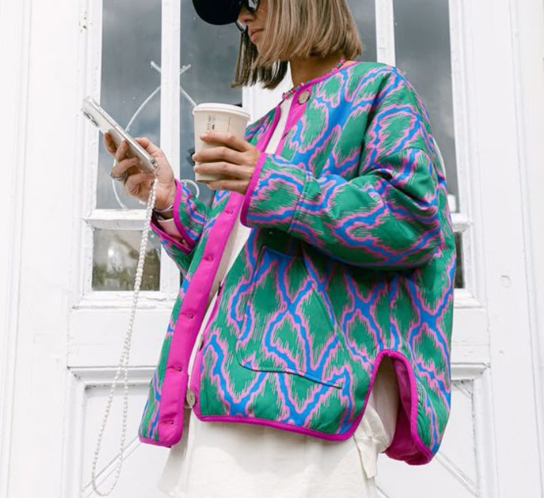 Damen modische Bomberjacke im Ethno-Stil Amawinc