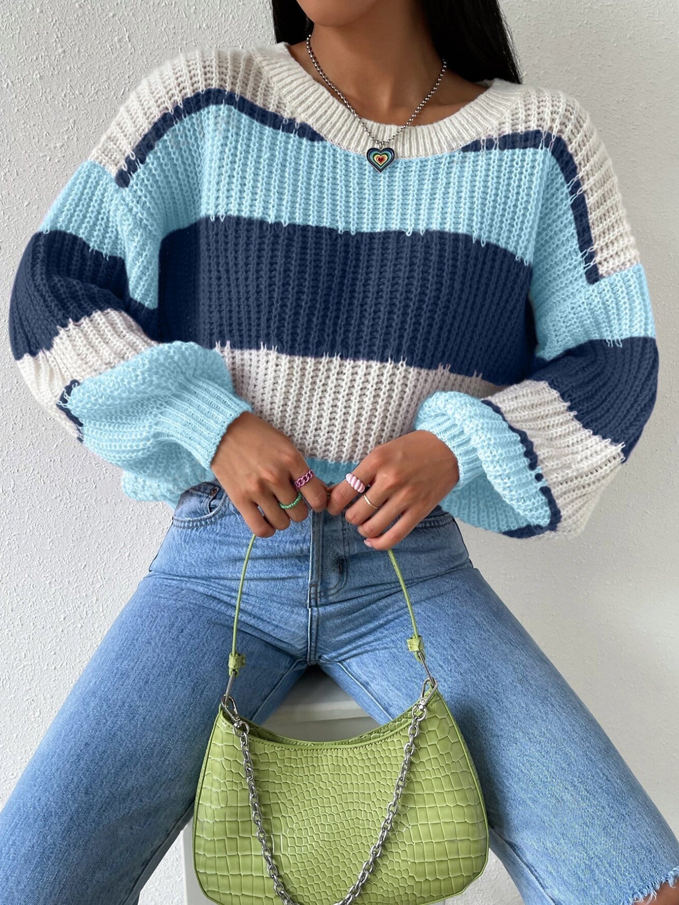 Pull Femme Rayé En Maille Douce Taylor Pullover Polyvalent Pour Décontracté Quotidien Et Superposition