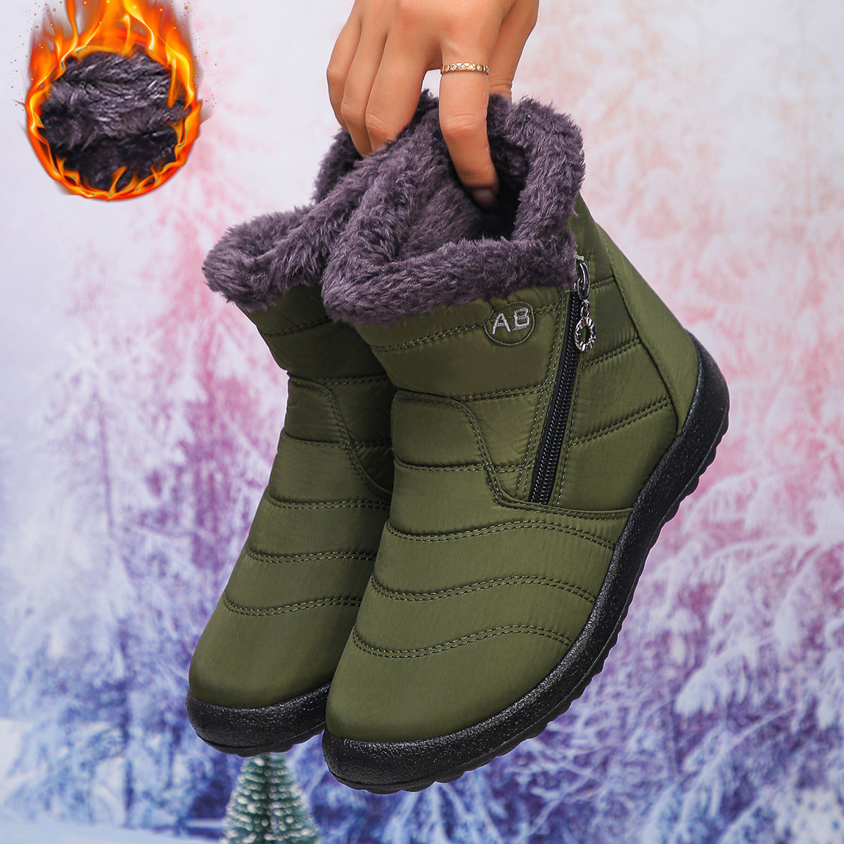 Damen Thermo-Winterstiefel mit kuscheligem Innenfutter und seitlichem Reißverschluss Amawinc