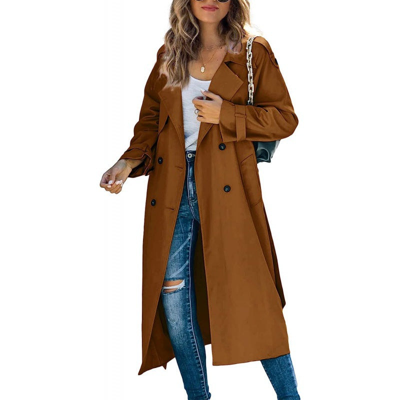 Damen modischer Trenchcoat mit übergroßem Schnitt und eleganten Details Amawinc