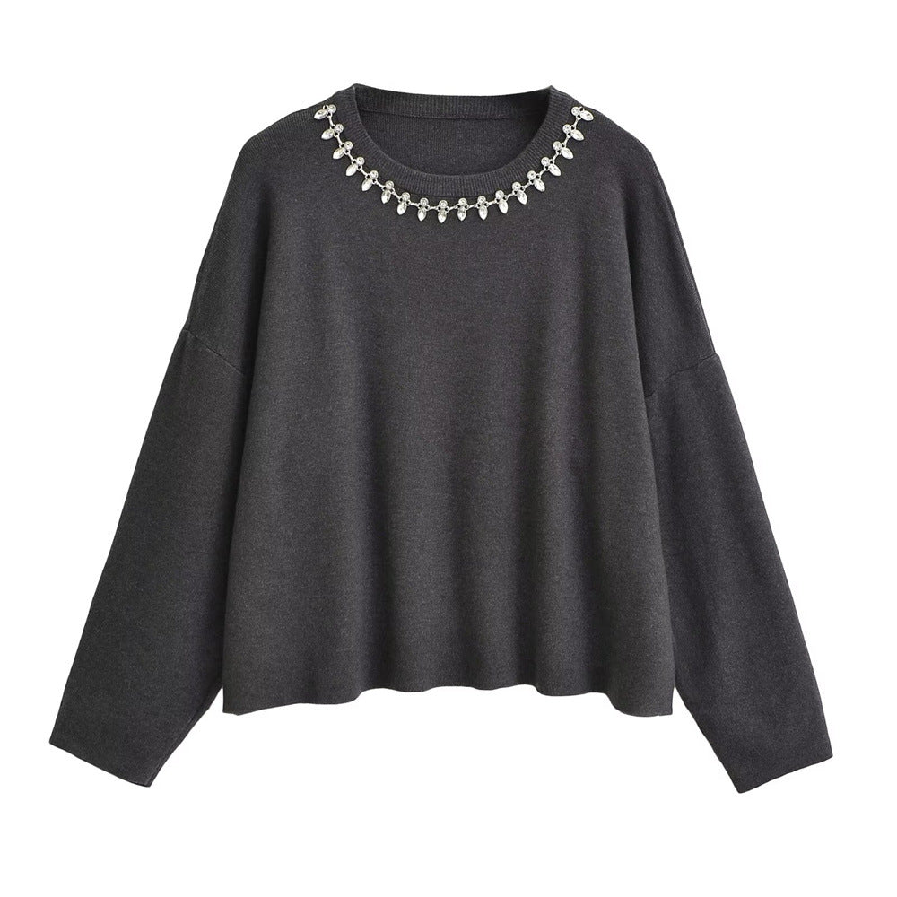 Damen Eleganter Pullover mit Glitzerdetails Amawinc