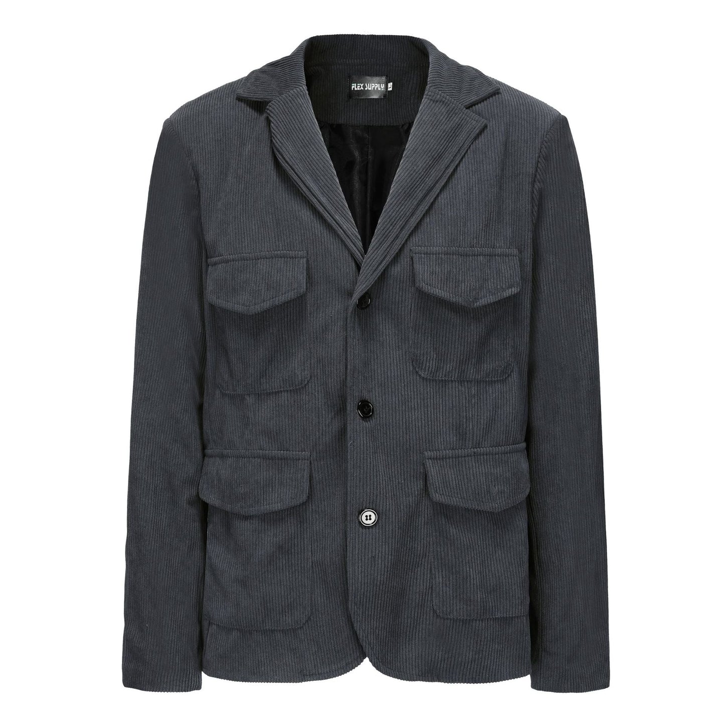 Damen lässige Cordjacke mit aufgesetzten Taschen Amawinc