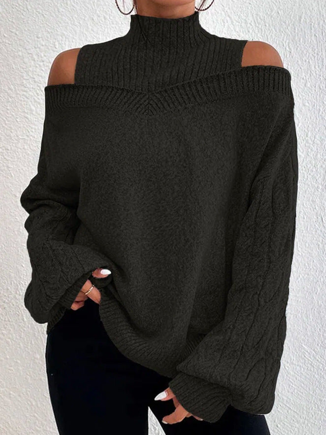 Pull Femme Épaule Dénudée Avec Décolleté Découpé En Tricot À Manches Longues Amawinc