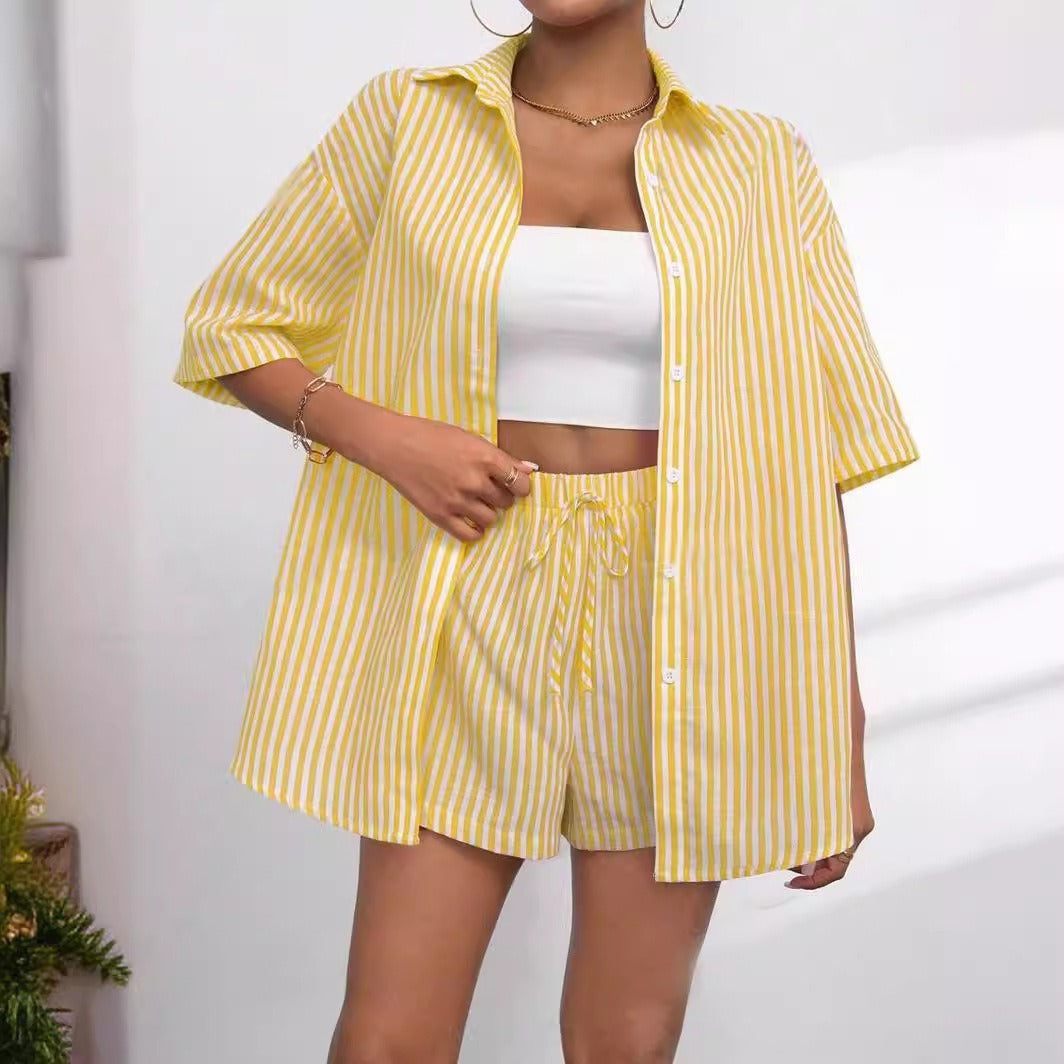 Damen lässiges Hemd und Shorts Set Amawinc