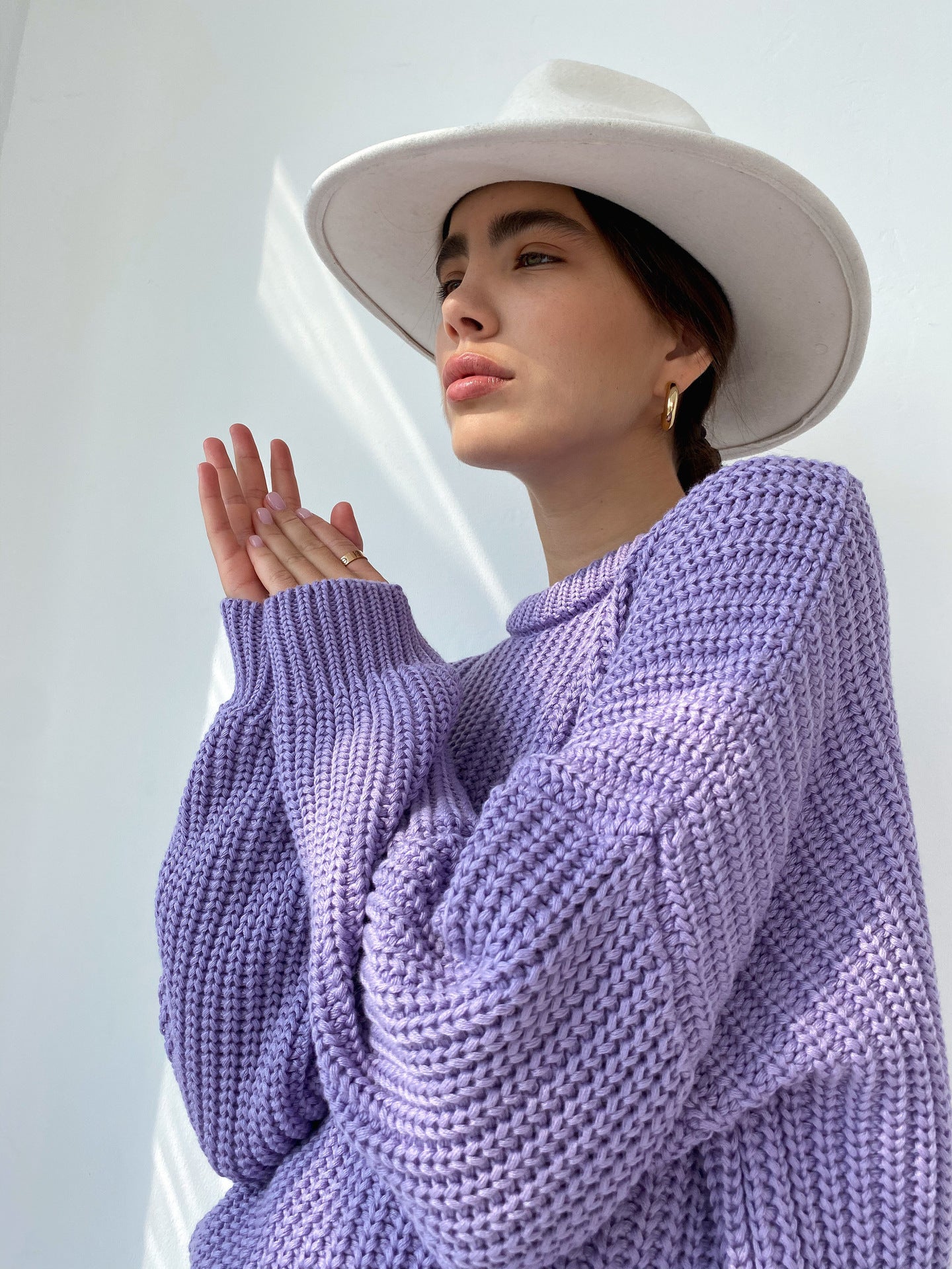 Damen lässiger Strickpullover mit strukturierter Mascheninterpretation und weitem Schnitt Amawinc