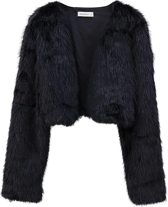 Damen Flauschige Kurzjacke mit offenem Schnitt Amawinc