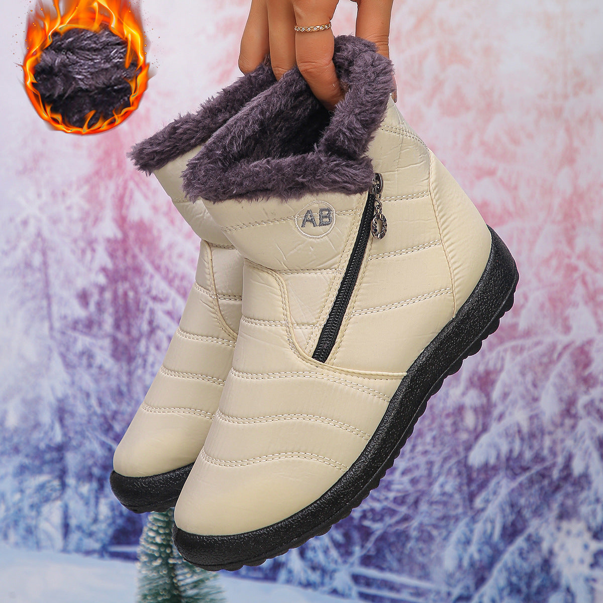 Damen Thermo-Winterstiefel mit kuscheligem Innenfutter und seitlichem Reißverschluss Amawinc
