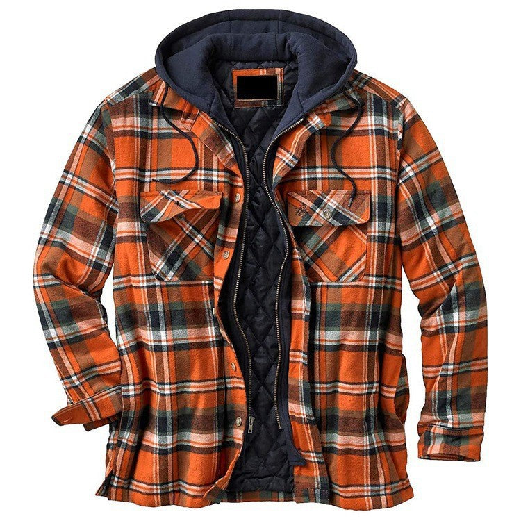 Veste À Capuche Pour Homme À Carreaux Avec Doublure Matelassée En Coton Épais Coupe Décontractée Manteau Hiver