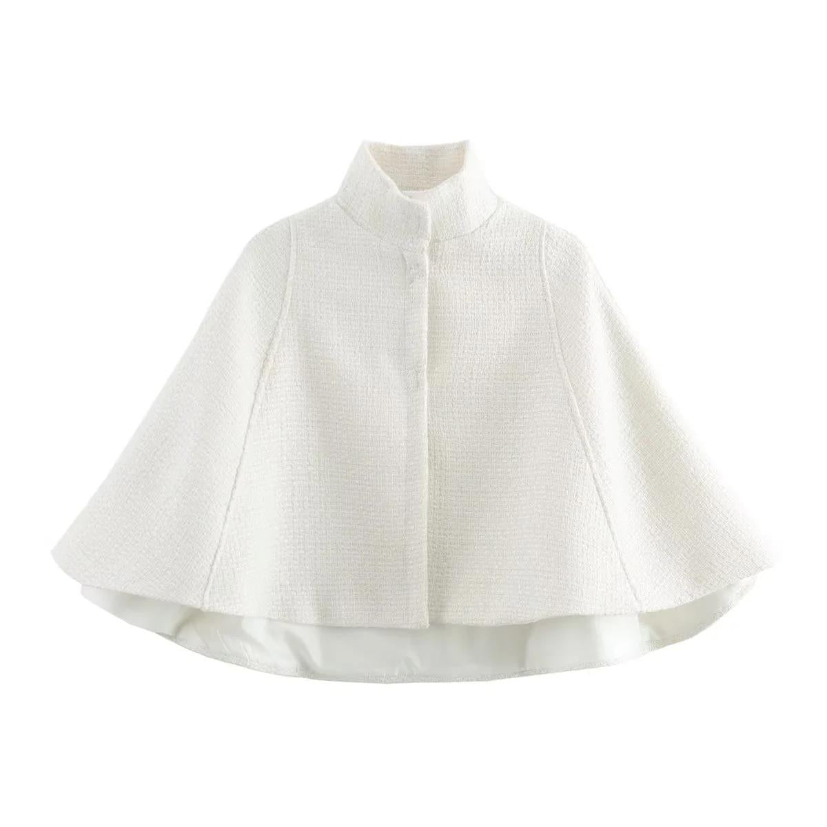 Damen elegante Umhangjacke aus strukturiertem Gewebe Amawinc