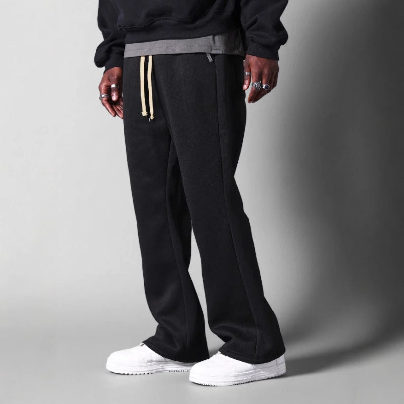 Pantalon Décontracté En Molleton De Coton Pour Homme Avec Taille À Cordon Et Poches Latérales Gris