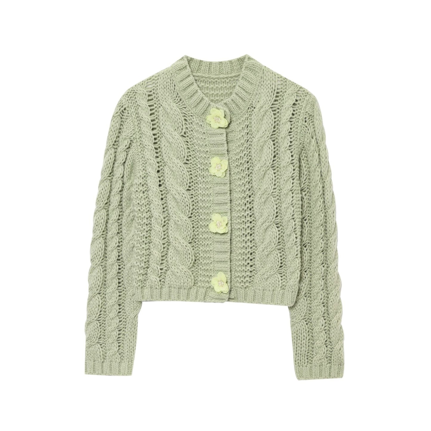 Damen Strickjacke mit floralem Knopfdetail Amawinc