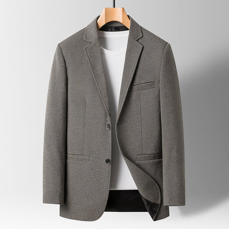 Veste Blazer Homme En Mélange Tissé À Coupe Ajustée Et Revers Cranté Longueur À La Hanche Amawinc Collection Automne