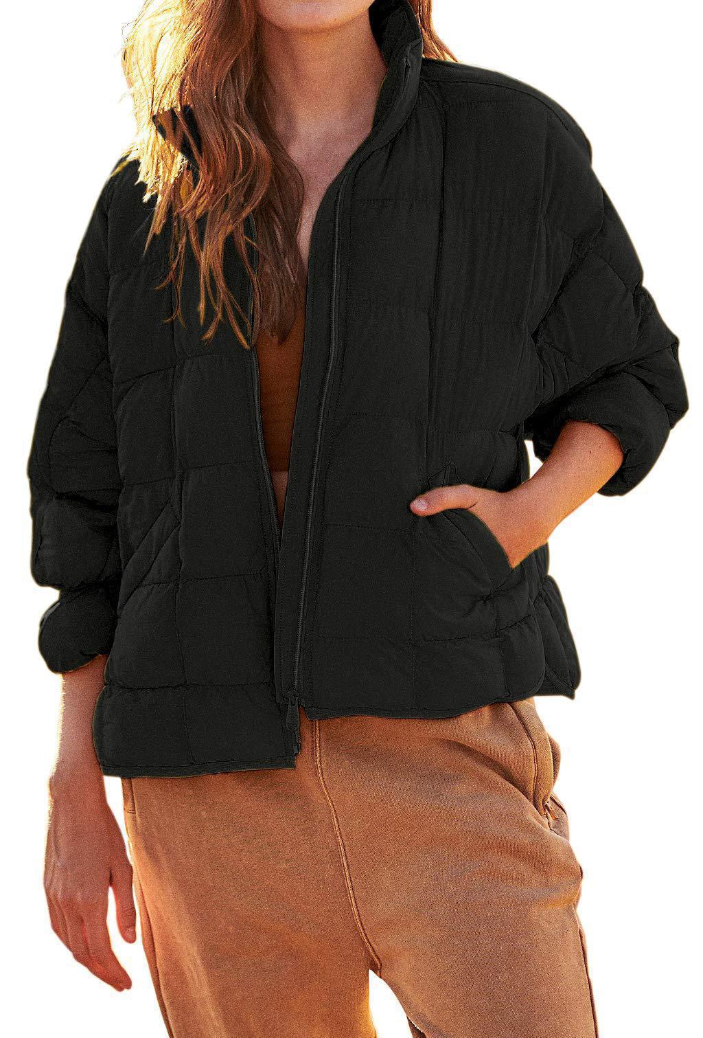 Damen Leichte Steppjacke mit hohem Kragen und praktischen Taschen Amawinc