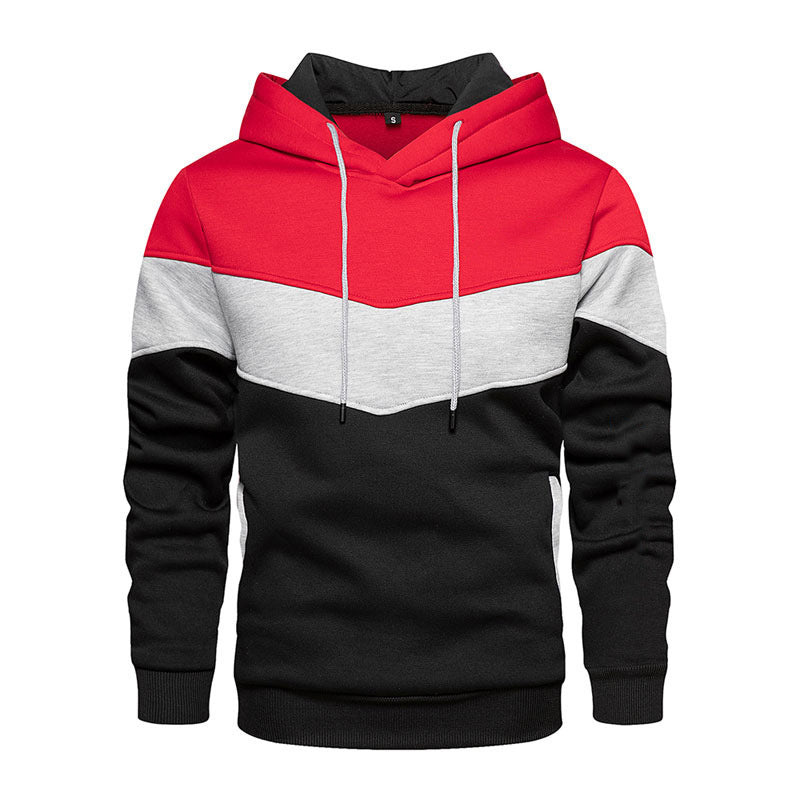 Sweat À Capuche En Mélange De Coton Colorblock Avec Poches Latérales Coupe Décontractée Pour Homme