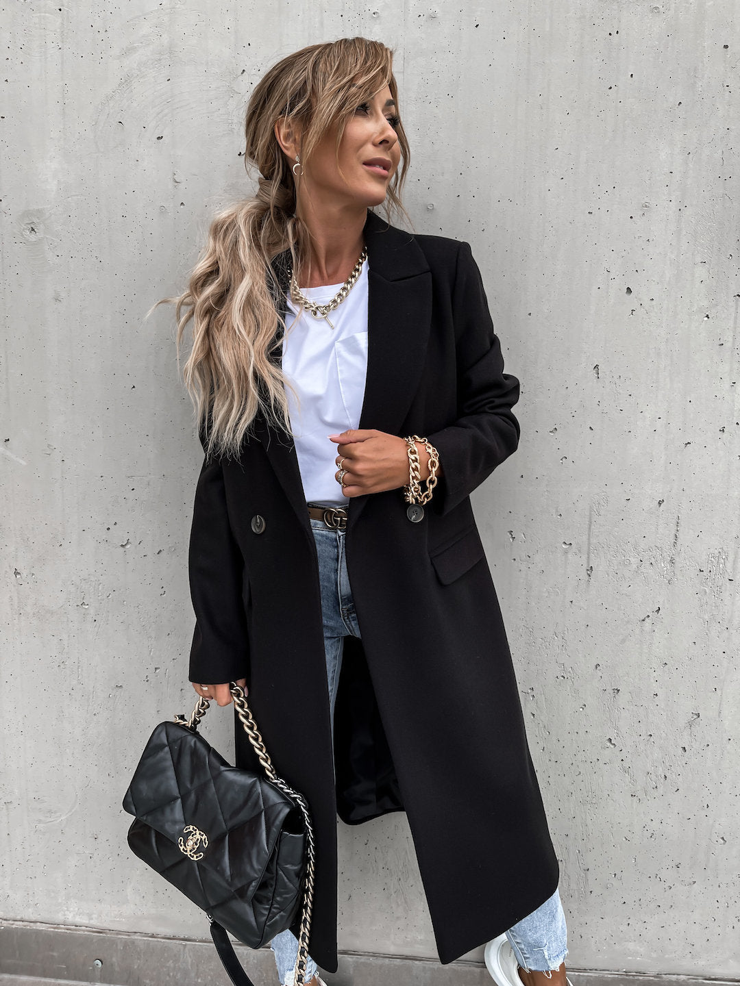 Damen eleganter Wollmantel im Oversized-Stil Amawinc