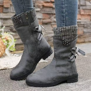 Damen modische Stiefeletten mit stylischen Details und praktischem Reißverschluss Amawinc