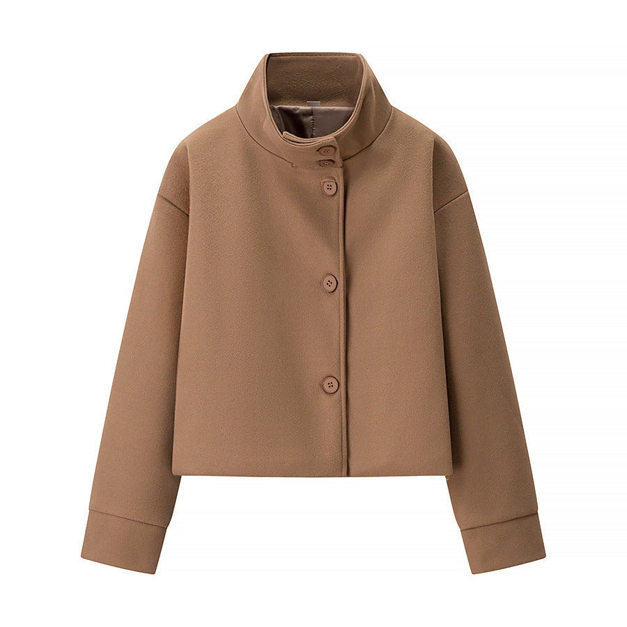 Damen Kurzjacke mit modernem Kragen und eleganten Knopfdetails Amawinc