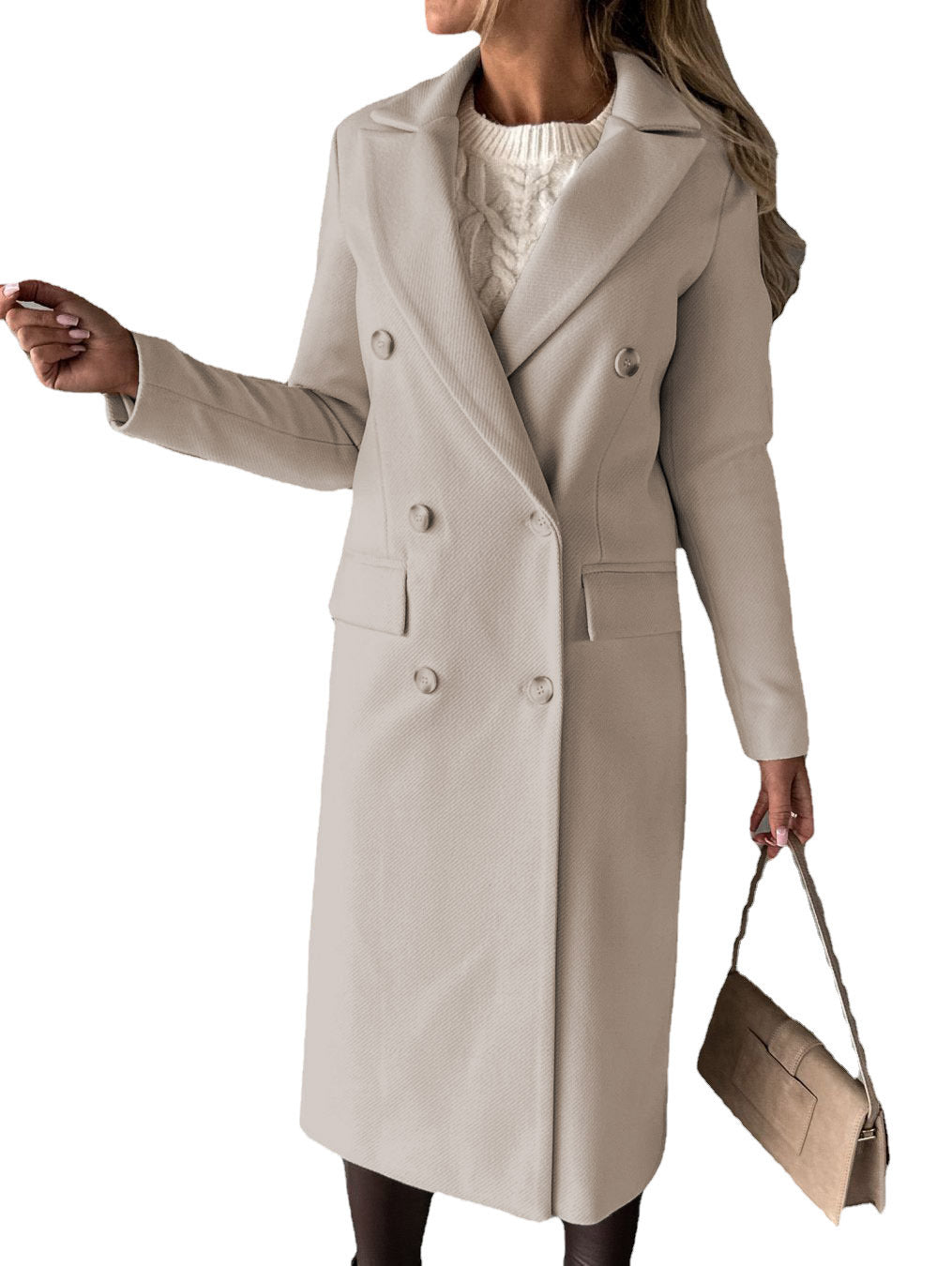 Damen Eleganter und zeitloser Trenchcoat mit doppelter Knopfleiste und praktischen Taschen Amawinc
