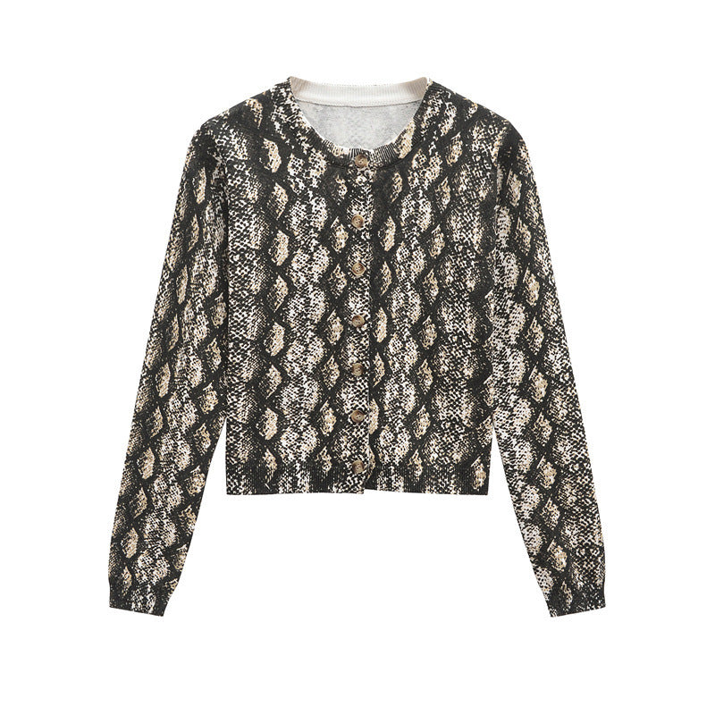 Damen Strickjacke mit Schlangenmuster Amawinc