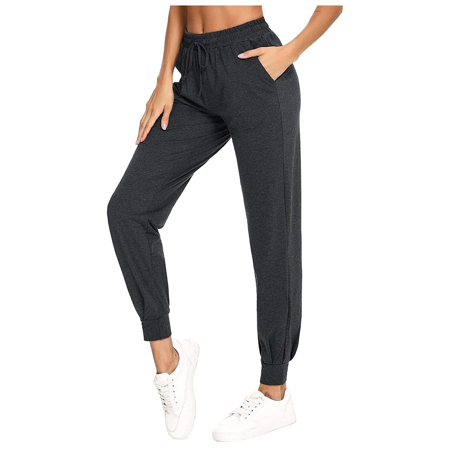 Damen Bequeme Sporthose mit elastischem Bund und seitlichen Taschen Amawinc