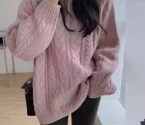 Damen Grobstrickpullover im lässigen Oversized-Stil mit Zopfmuster Amawinc