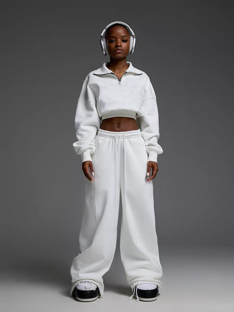 Damen lässiges und oversized Sweatset mit Reißverschluss Amawinc