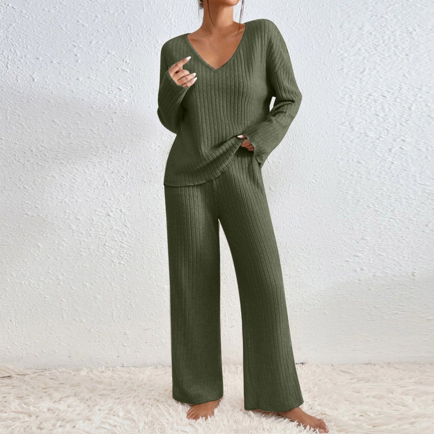 Damen Lässiges Strick-Loungewear-Set Amawinc