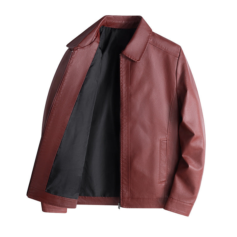 Veste Homme Amawinc Style Nordique Coupe Ajustée Avec Aspect Cuir Lisse Col Montant Fermeture Éclair