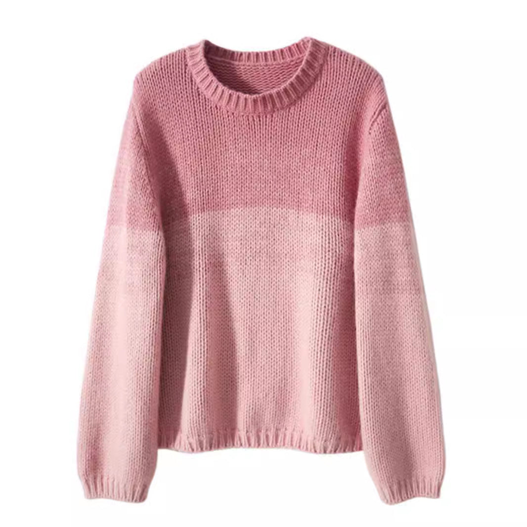 Damen Grobstrickpullover mit sanften Farbverlauf und hohem Kragen Amawinc