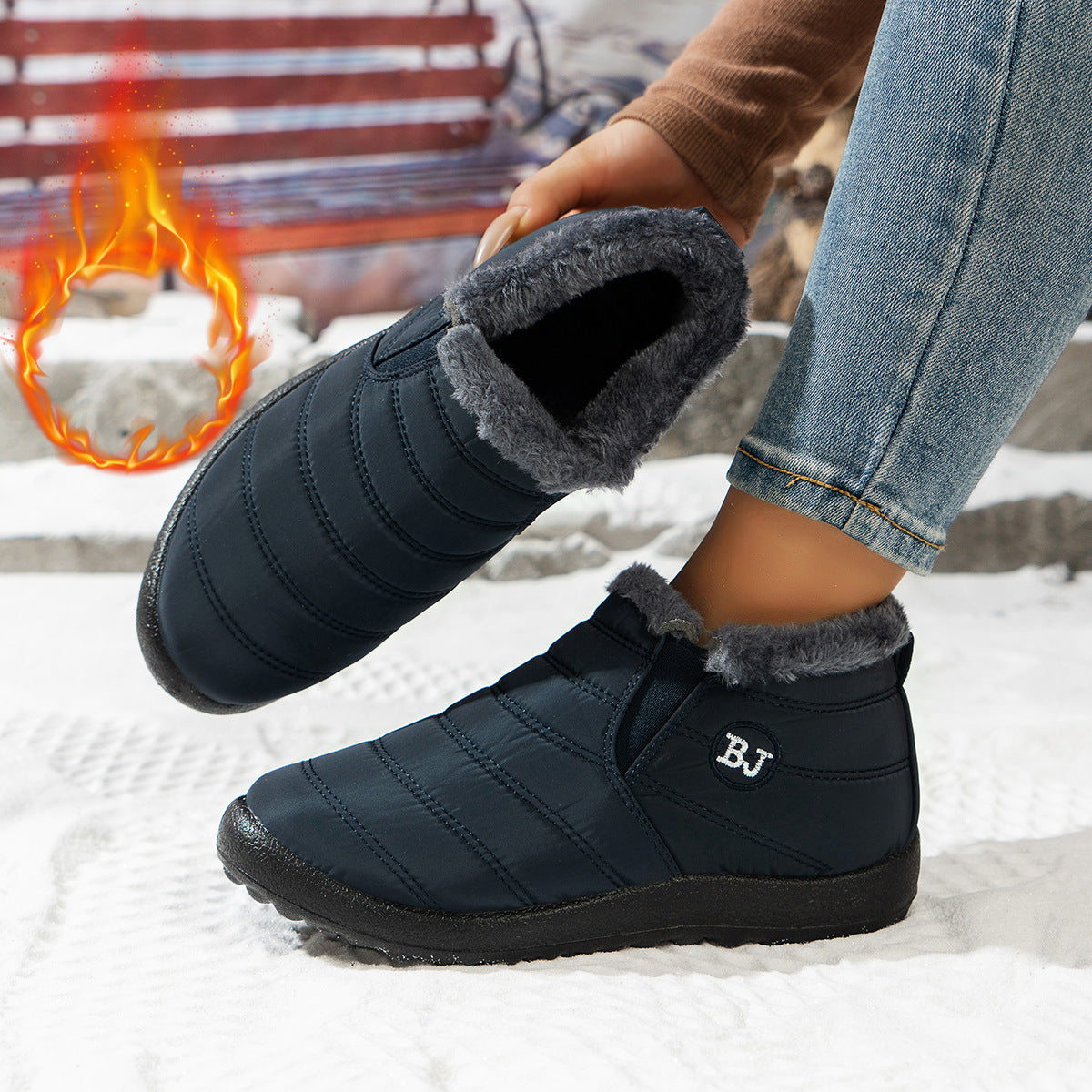 Damen Komfortable Winterboots mit kuscheligem Futter und rutschfester Sohle Amawinc