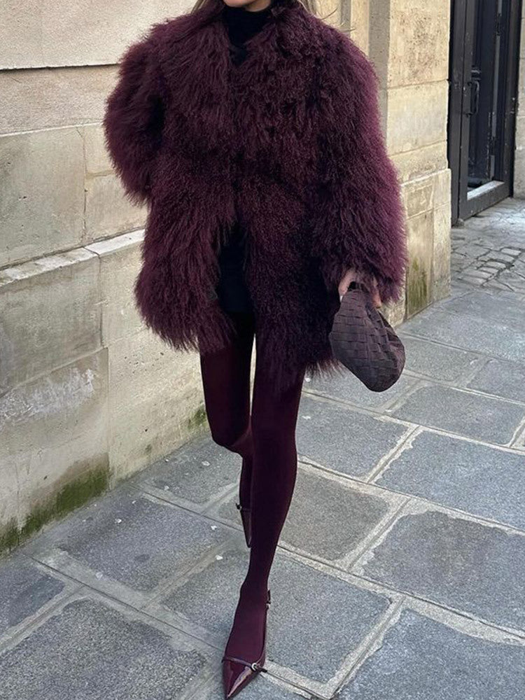 Damen Kunstfellmantel im modischen Oversized-Schnitt Amawinc