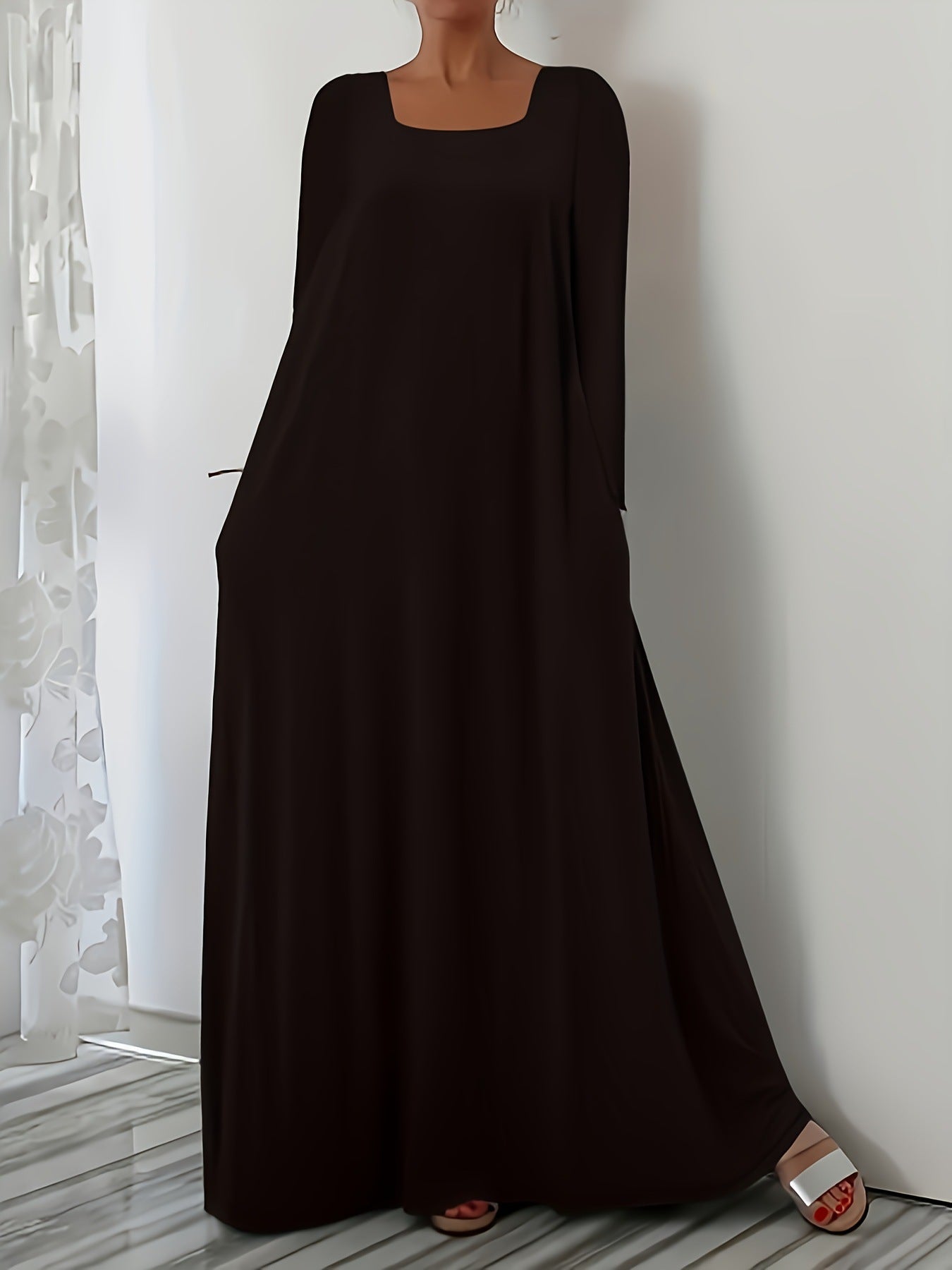 Damen Weit geschnittenes Maxikleid mit praktischen Taschen Amawinc