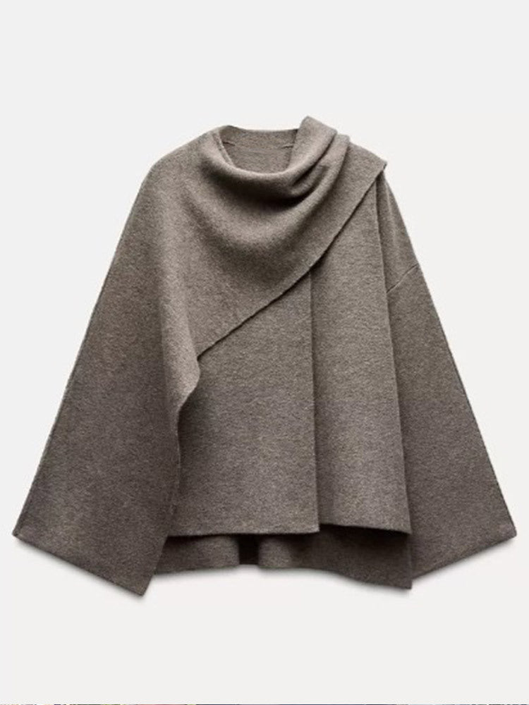 Damen Poncho aus hochwertiger Strickware mit asymmetrischem Design Amawinc