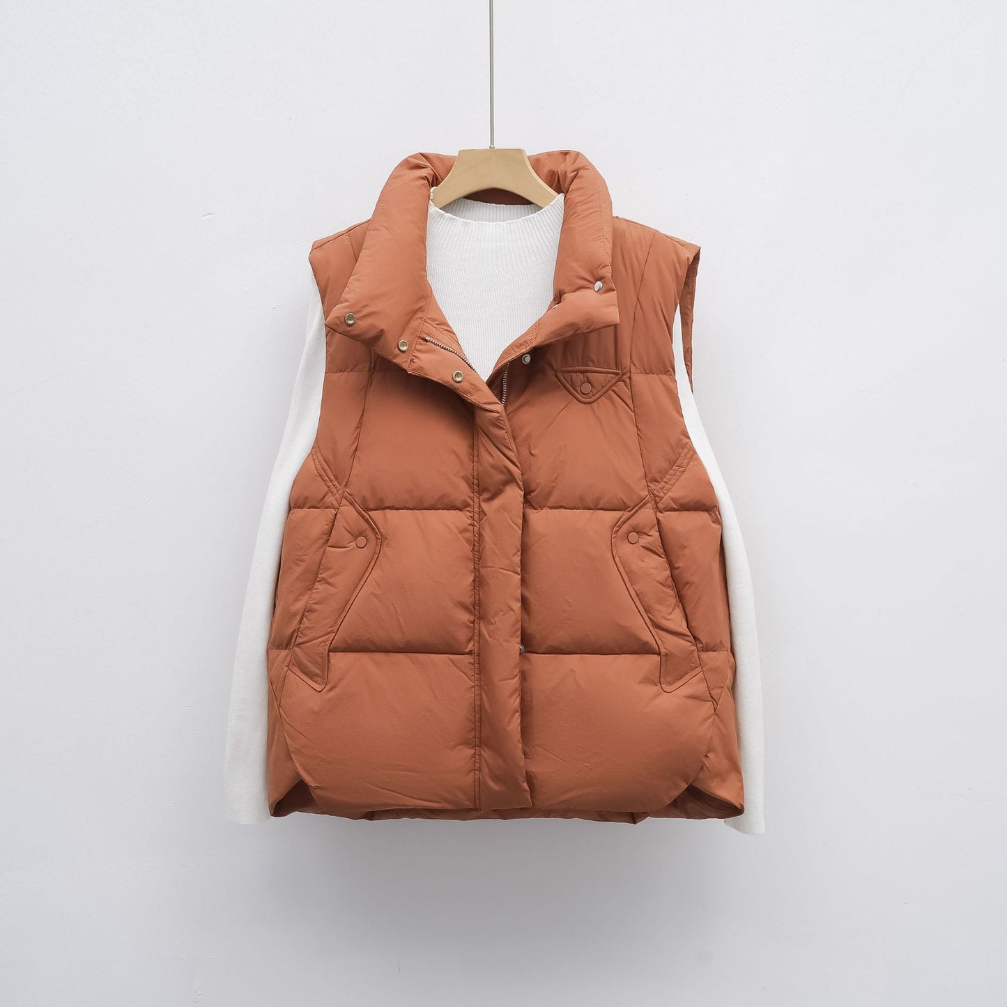 Damen Steppweste mit hohem Kragen und praktischen Taschen Amawinc