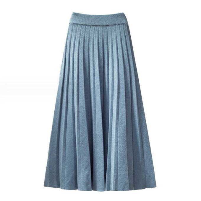 Damen Plissierter Maxi-Rock aus hochwertigem Strickstoff Amawinc