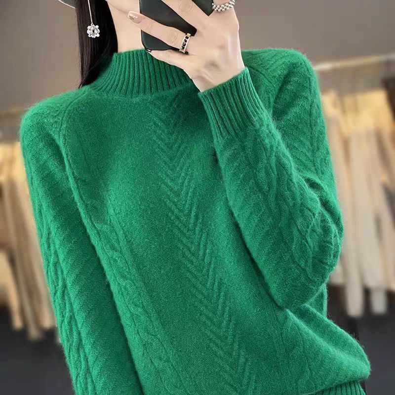 Damen Grobstrickpullover mit Zopfmuster und elegantem Rundhalsausschnitt Amawinc